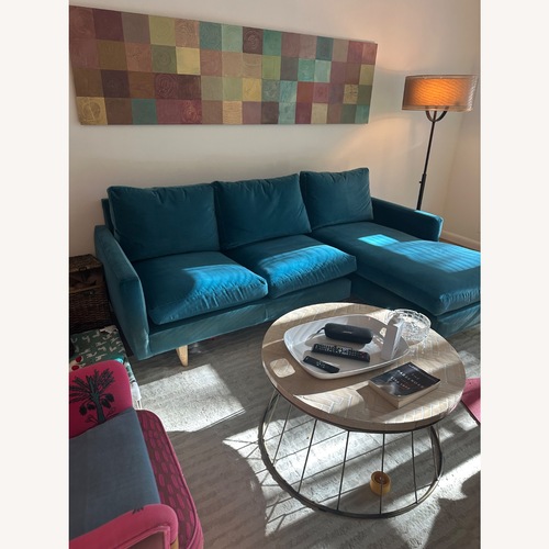 Used Room & Board Jasper Blue 2 Piece Sectional W Chaise for sale on AptDeco