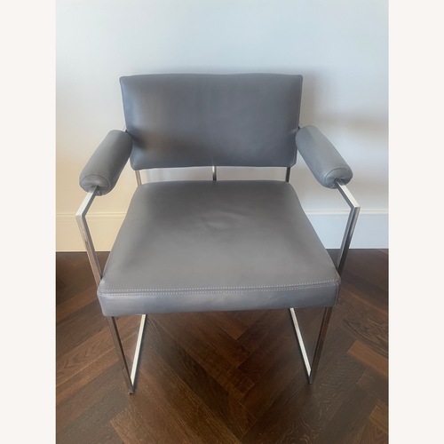 Used Dark Gray Leather Accent Chair for sale on AptDeco