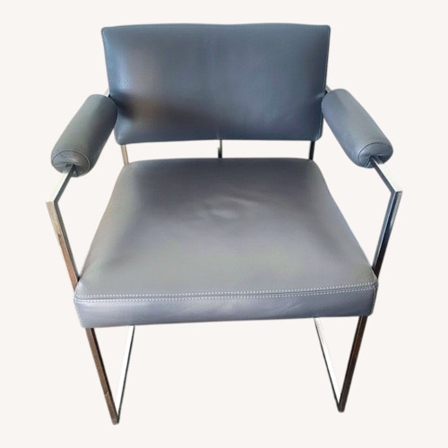 Used Dark Gray Leather Accent Chair for sale on AptDeco
