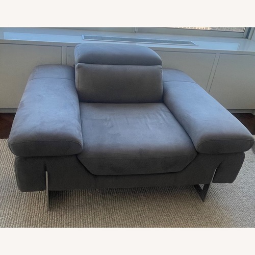 Used Dark Gray Microsuede Accent Chair for sale on AptDeco