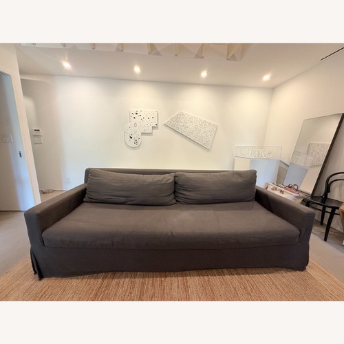Used Restoration Hardware Belgian Slipcovered Track Arm-Bench Cushion Sofa for sale on AptDeco