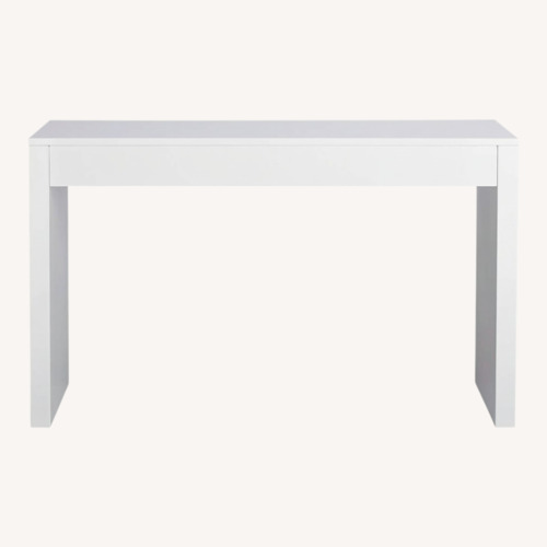 Used Runway 48" 2-Drawer White Lacquered Wood Desk for sale on AptDeco
