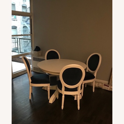 Used Safavieh Blue Velvet Dining Chairs, Set of 4 for sale on AptDeco