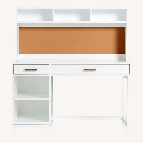 Used Crate & Kids Parke 48" White Wood 2-Drawer Kids Desk with Hutch for sale on AptDeco