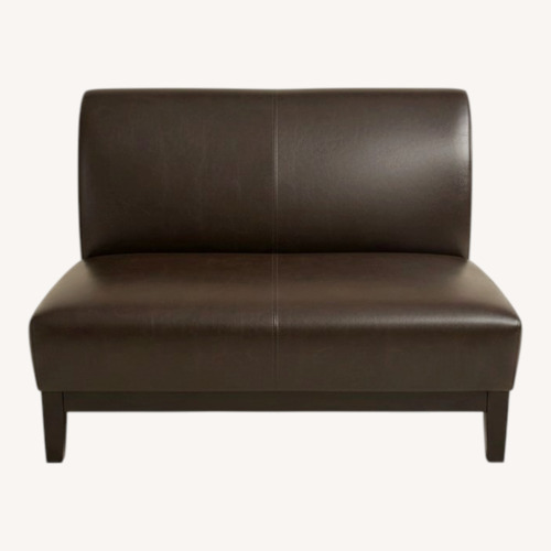 Used Dark Brown Faux Leather Loveseat for sale on AptDeco