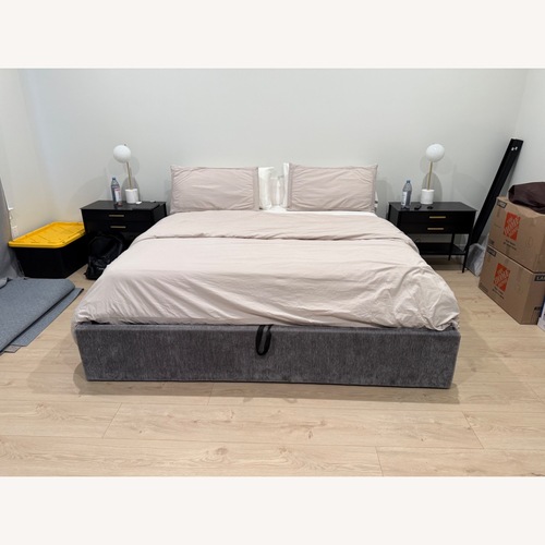 Used Crate & Barrel Gas Lift Storage King Bed for sale on AptDeco
