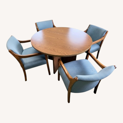 Used Commercial 48" Rnd Conf Table & 4 Uphol Chairs Set for sale on AptDeco