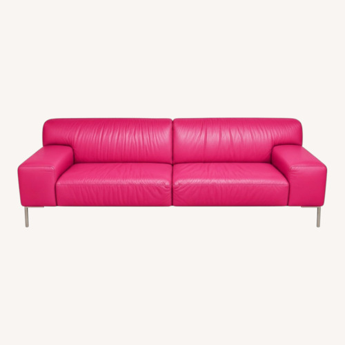 Used American Leather Pink Leather 3+ Seater Sofa for sale on AptDeco