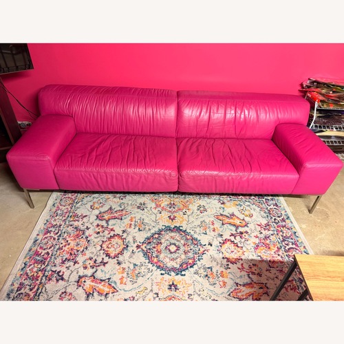 Used American Leather Pink Leather 3+ Seater Sofa for sale on AptDeco