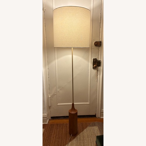 Used West Elm Wood and Brass Floor Lamp for sale on AptDeco