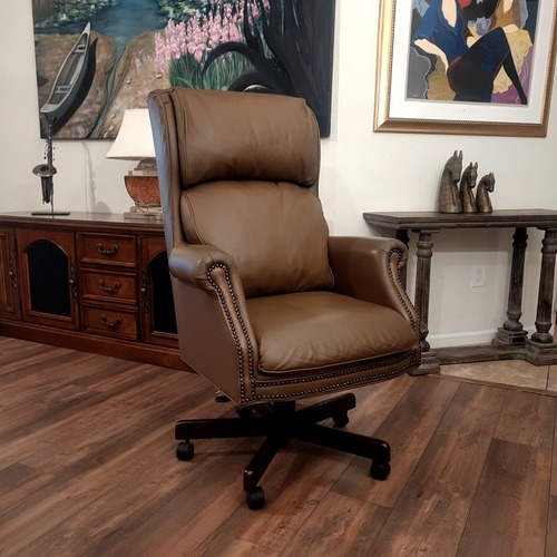 Used Vintage/Antique Dark Brown Leather Office Chair for sale on AptDeco
