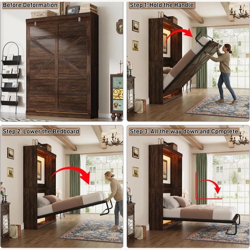 Used Amazon Full Size Murphy Bed with LED for sale on AptDeco