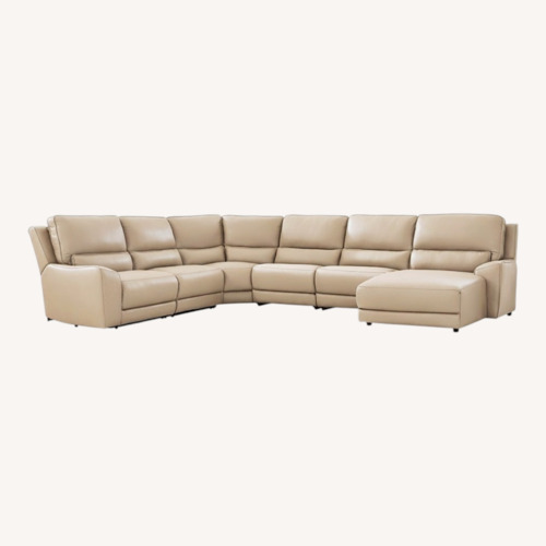 Used Ashley Silverbrooke 6-Piece Leather Dual Power Reclining Modular Sectional with Chaise for sale on AptDeco