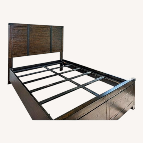 Used Dark Brown Wood Queen Bed for sale on AptDeco