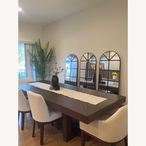 Used Living Spaces Palazzo Dining Set w Chairs & Bench for sale on AptDeco