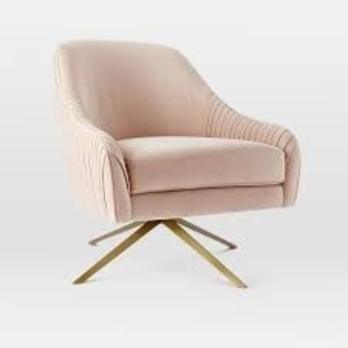 Used West Elm Pink Roar & Rabbit Pleated Swivel Chairs - 2 for sale on AptDeco