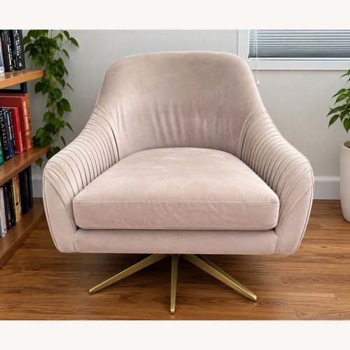 Used West Elm Pink Roar & Rabbit Pleated Swivel Chairs - 2 for sale on AptDeco