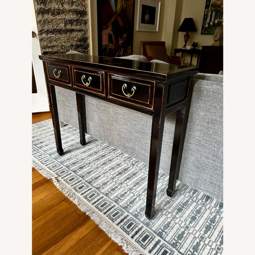 Used Ming Style Black Lacquered Wood Long Console Table for sale on AptDeco