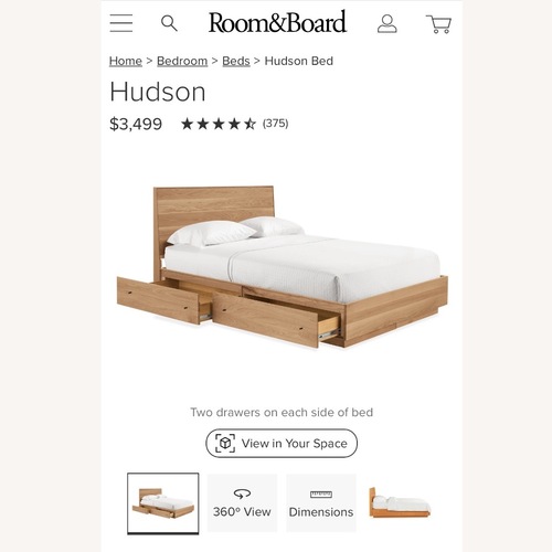 Used Room & Board Hudson Light Brown Wood Queen Bed for sale on AptDeco