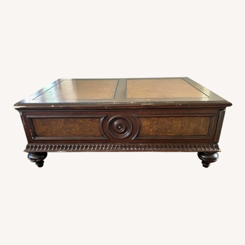 Used Ethan Allen Dark Brown Wood Coffee Table for sale on AptDeco