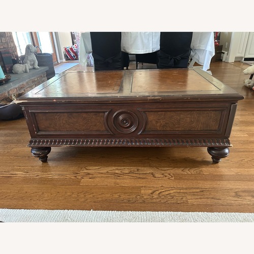 Used Ethan Allen Dark Brown Wood Coffee Table for sale on AptDeco