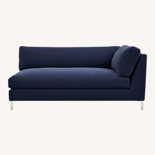 Used CB2 Decker Blue Velvet Chaise Lounge for sale on AptDeco
