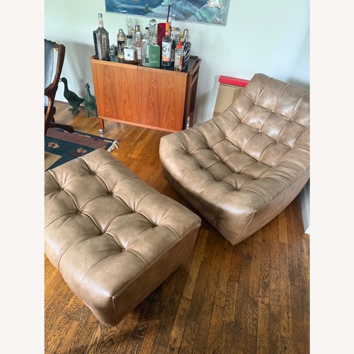 Used Milo Baughman Leather Ottoman for sale on AptDeco