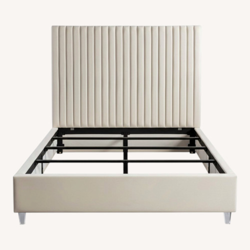 Used White Velvet King Bed for sale on AptDeco