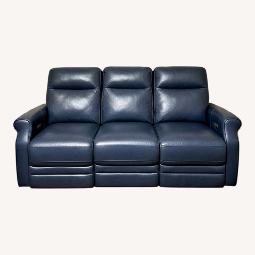 Used Blue Leather 3+ Seater Sofa for sale on AptDeco