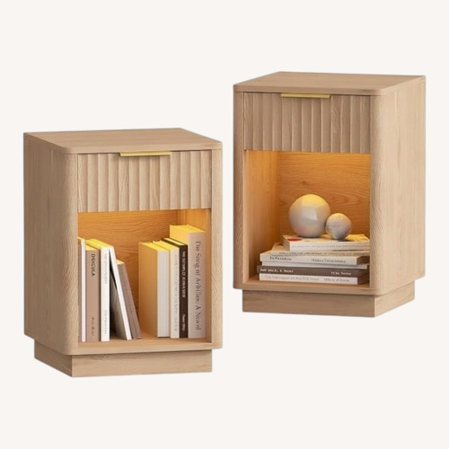 Used Light Wood Nightstand, Charging & Nightlight for sale on AptDeco