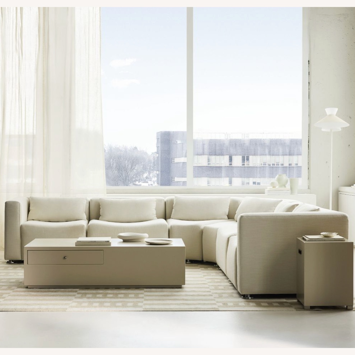 West Elm White Billy Cotton Lacquered Coffee Table (50") - image-7