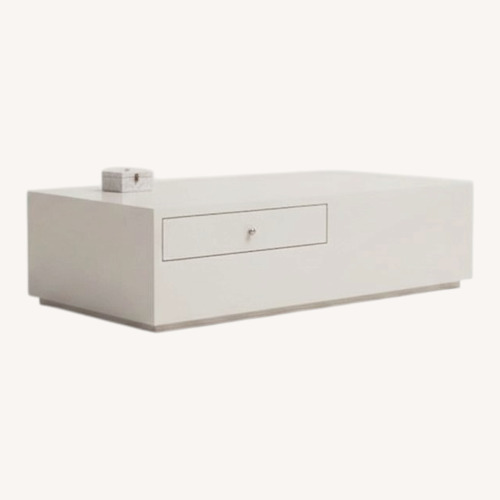 Used West Elm White Billy Cotton Lacquered Coffee Table (50") for sale on AptDeco