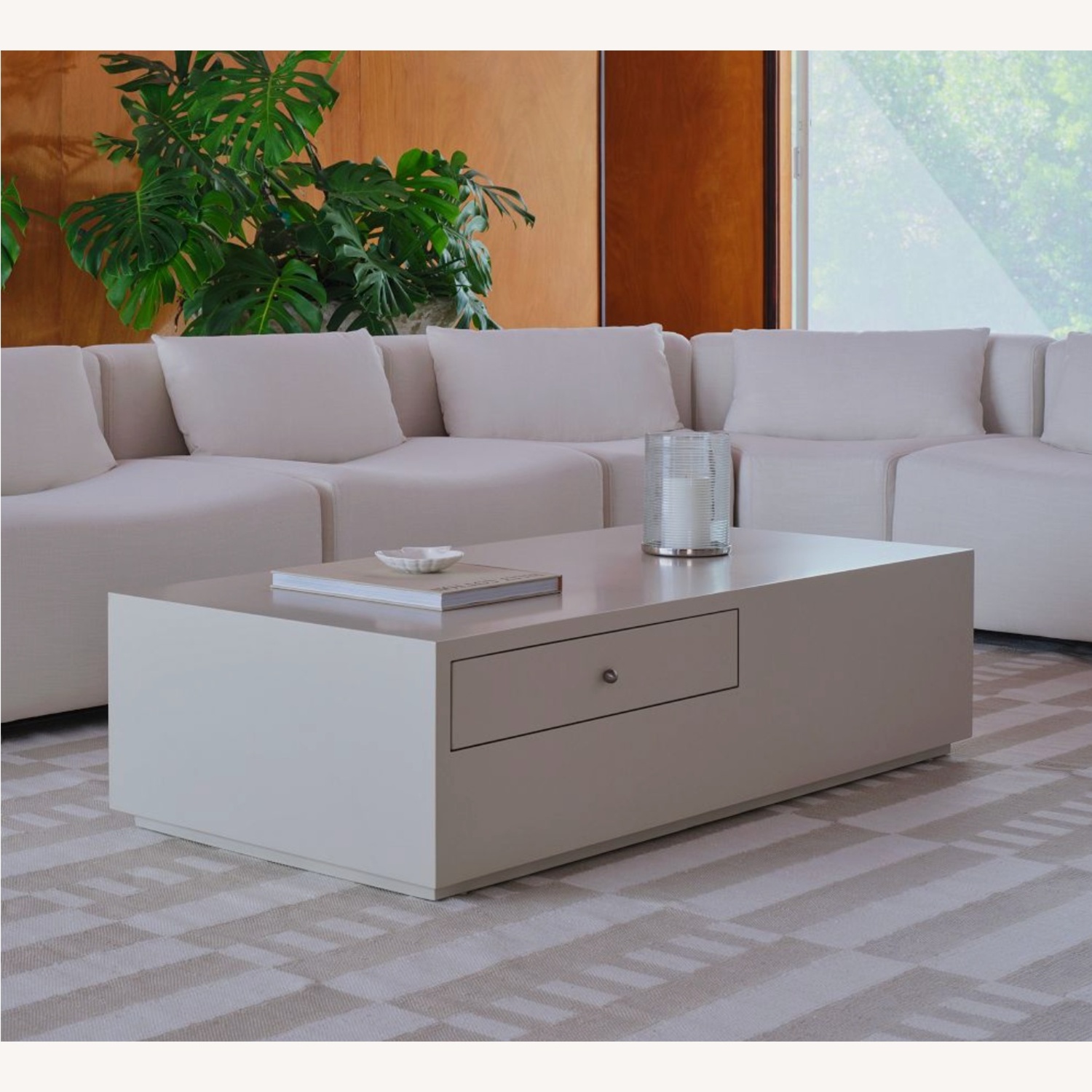 West Elm White Billy Cotton Lacquered Coffee Table (50") - image-5