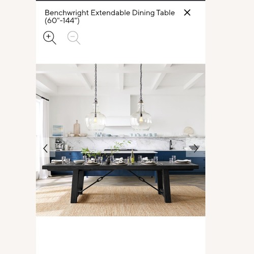 Used Pottery Barn Benchwright Dark Brown Wood Dining Table for sale on AptDeco