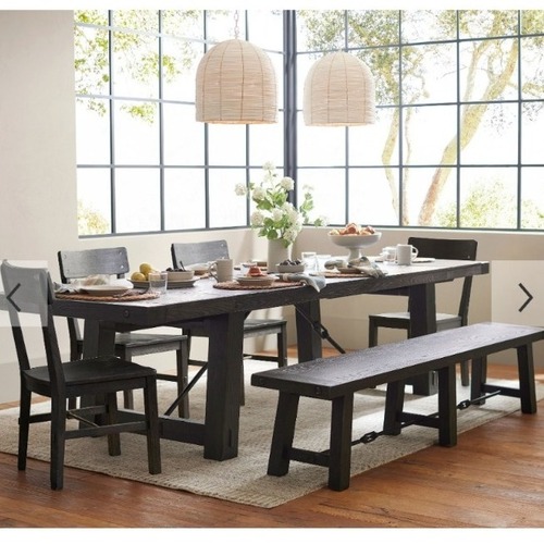 Used Pottery Barn Benchwright Dark Brown Wood Dining Table for sale on AptDeco
