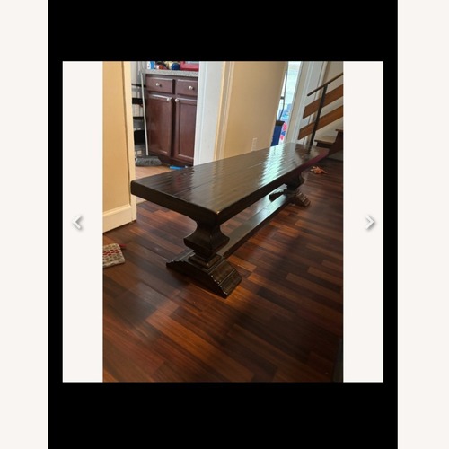 Used Pottery Barn Benchwright Dark Brown Wood Dining Table for sale on AptDeco