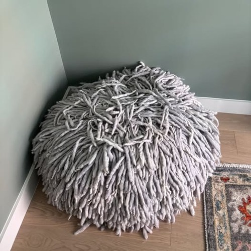 Used ZZ Driggs Grey Merino Wool Woolly Pouf for sale on AptDeco