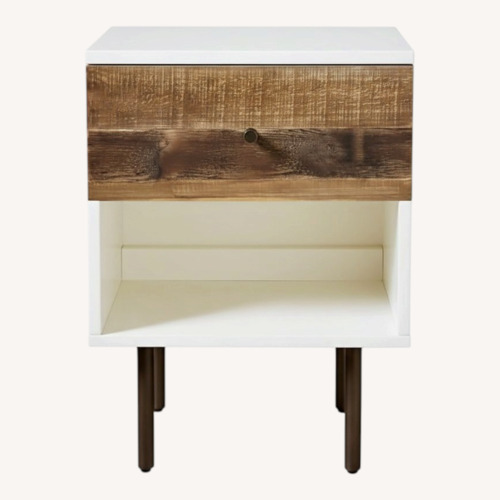 Used West Elm White Reclaimed Wood + Lacquer Nightstand for sale on AptDeco