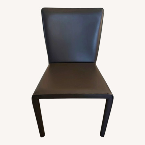 Used Dark Gray Leather Dining Chairs - Set of 4 for sale on AptDeco