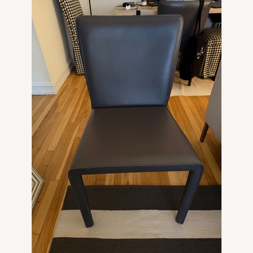 Used Dark Gray Leather Dining Chairs - Set of 4 for sale on AptDeco