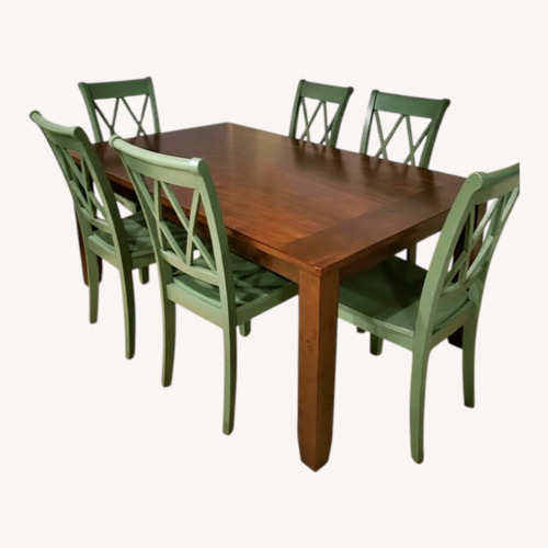 Used Dark Brown Wood Dining Set for sale on AptDeco