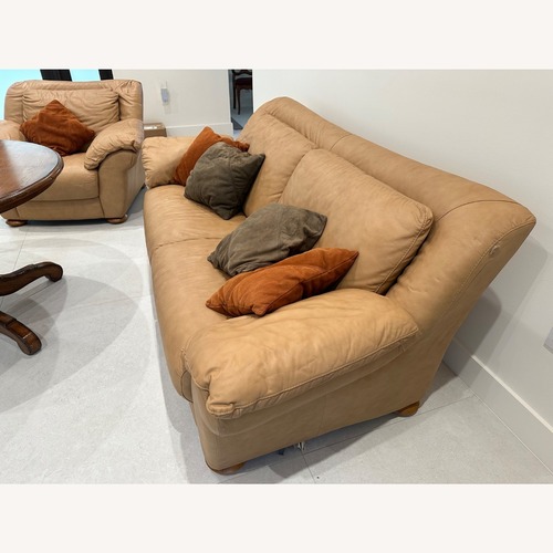Used Natuzzi Light Brown Leather 3+ Seater Sofa for sale on AptDeco