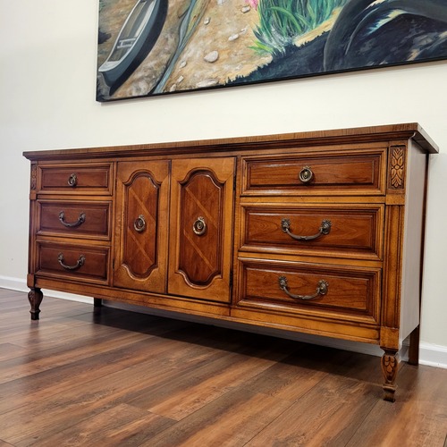 Used Vintage/Antique Finds Light Brown Wood Sideboard for sale on AptDeco