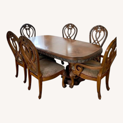 Used Light Brown Wood Dining Set for sale on AptDeco