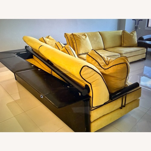 Used Roche Bobois Yellow Leather Sleeper Sofa for sale on AptDeco