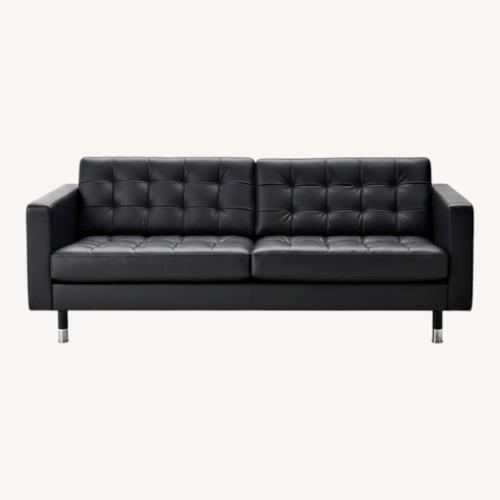 Used IKEA Morabo Sofa and Ottoman Black Leather for sale on AptDeco