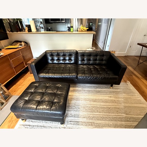 Used IKEA Morabo Sofa and Ottoman Black Leather for sale on AptDeco