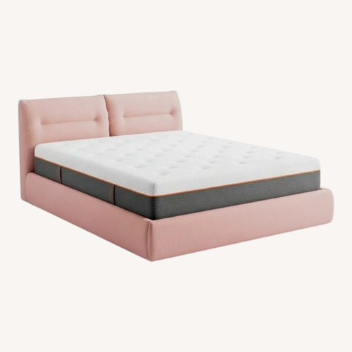 Used Bonaldo Pink Fabric Queen lift Bed Frame for sale on AptDeco