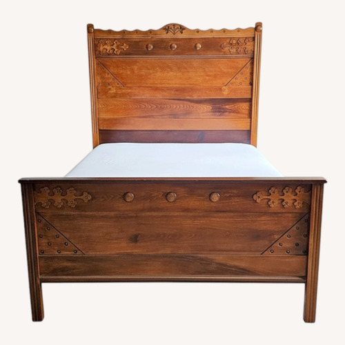 Used Vintage/Antique Finds Dark Brown Wood Full Bed for sale on AptDeco