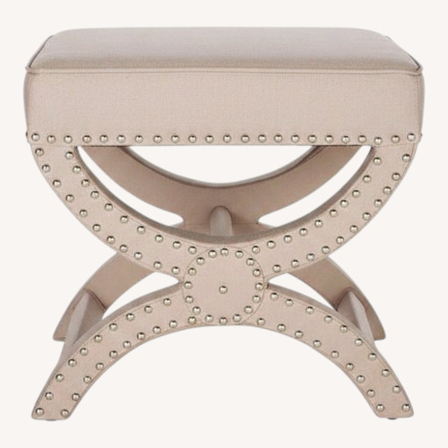 Used Pink Microsuede Ottoman for sale on AptDeco